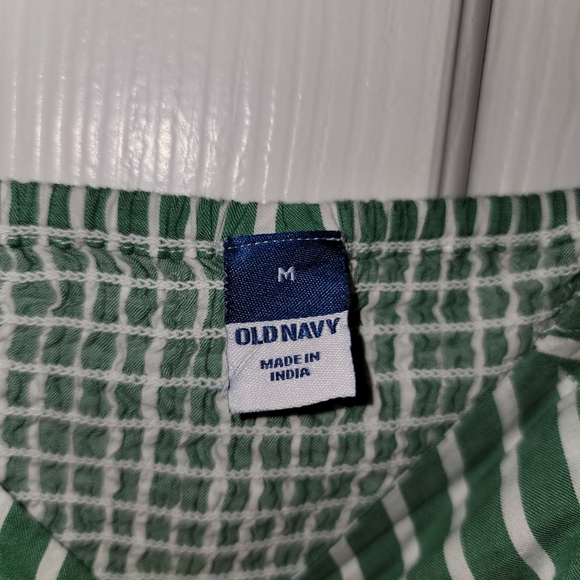 Old Navy Green and White Striped Blouse - Picture 3 of 3